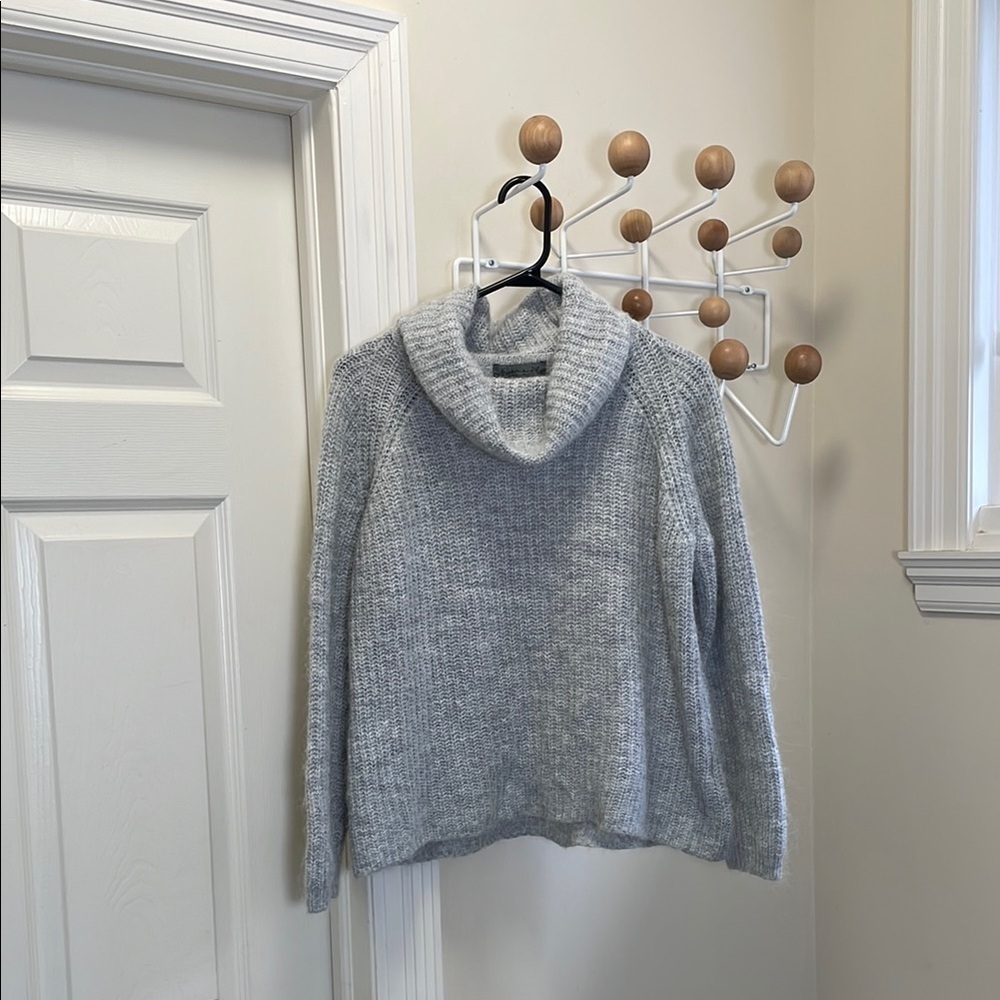 Elsamanda - Alpaca Turtle Neck Cropped Sweater - Grey - L